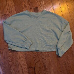 Green Cropped V-Neck Shein Sweater